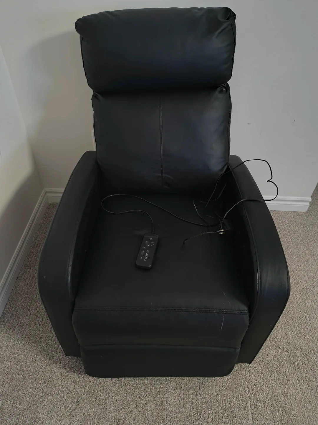 Black Faux Leather Recliner - Like New!