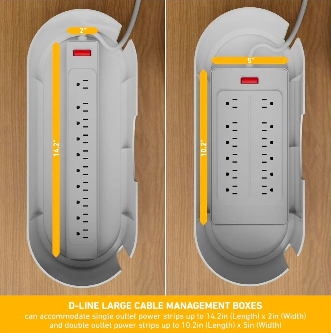 D-Line Cable Management Box with Wood-Effect Lid image indicator(5)