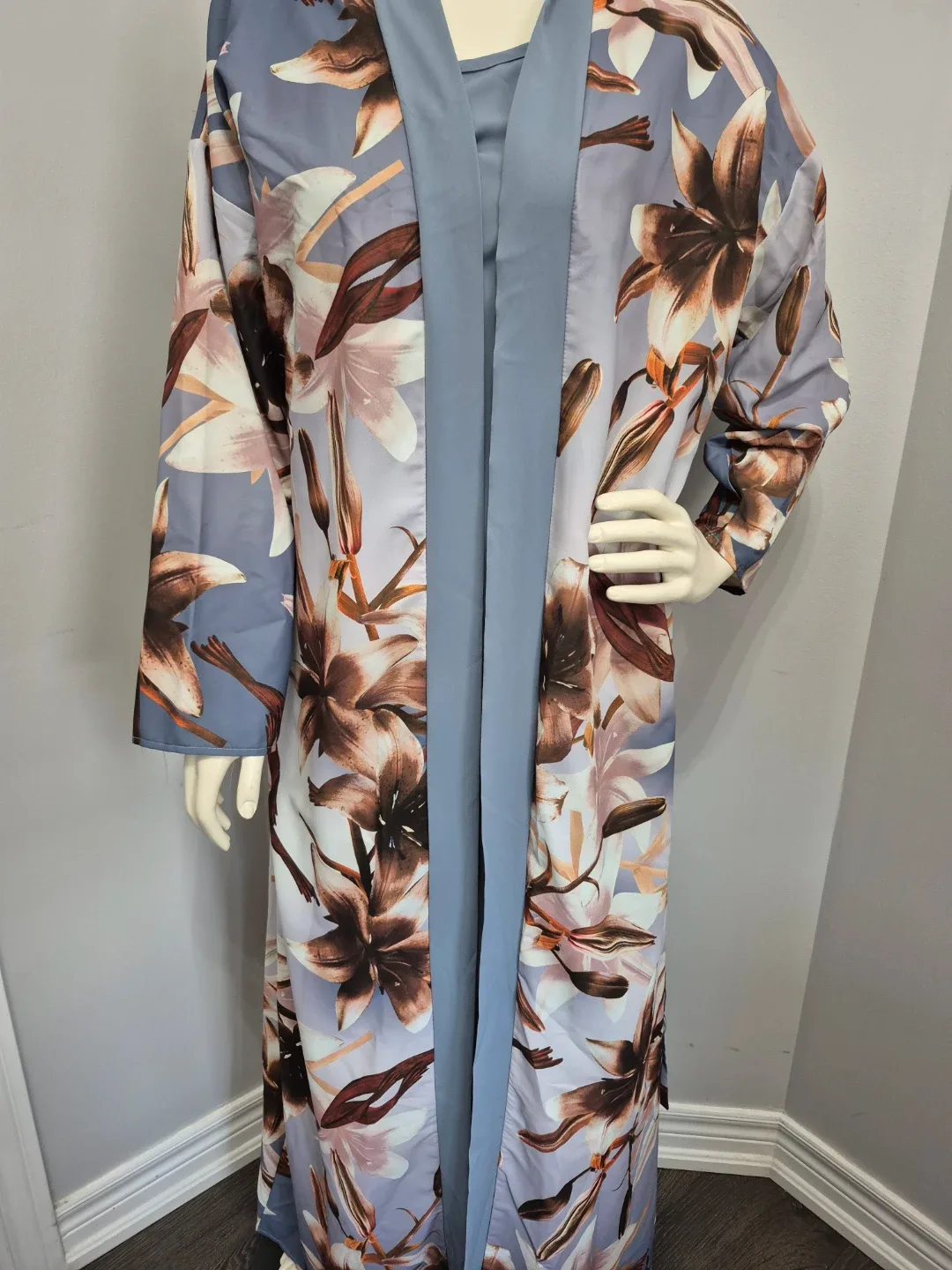 Floral Print Duster and Dress Set image indicator(2)