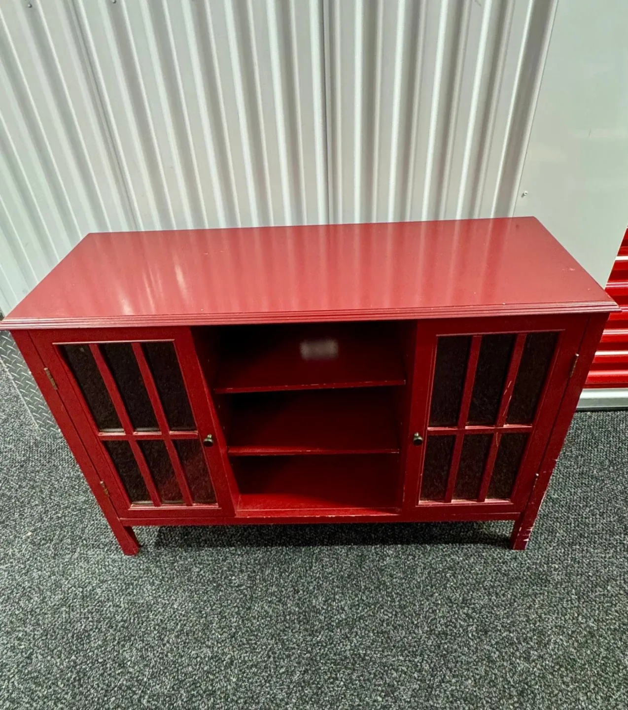Red Media Cabinet with Glass Doors image indicator(2)