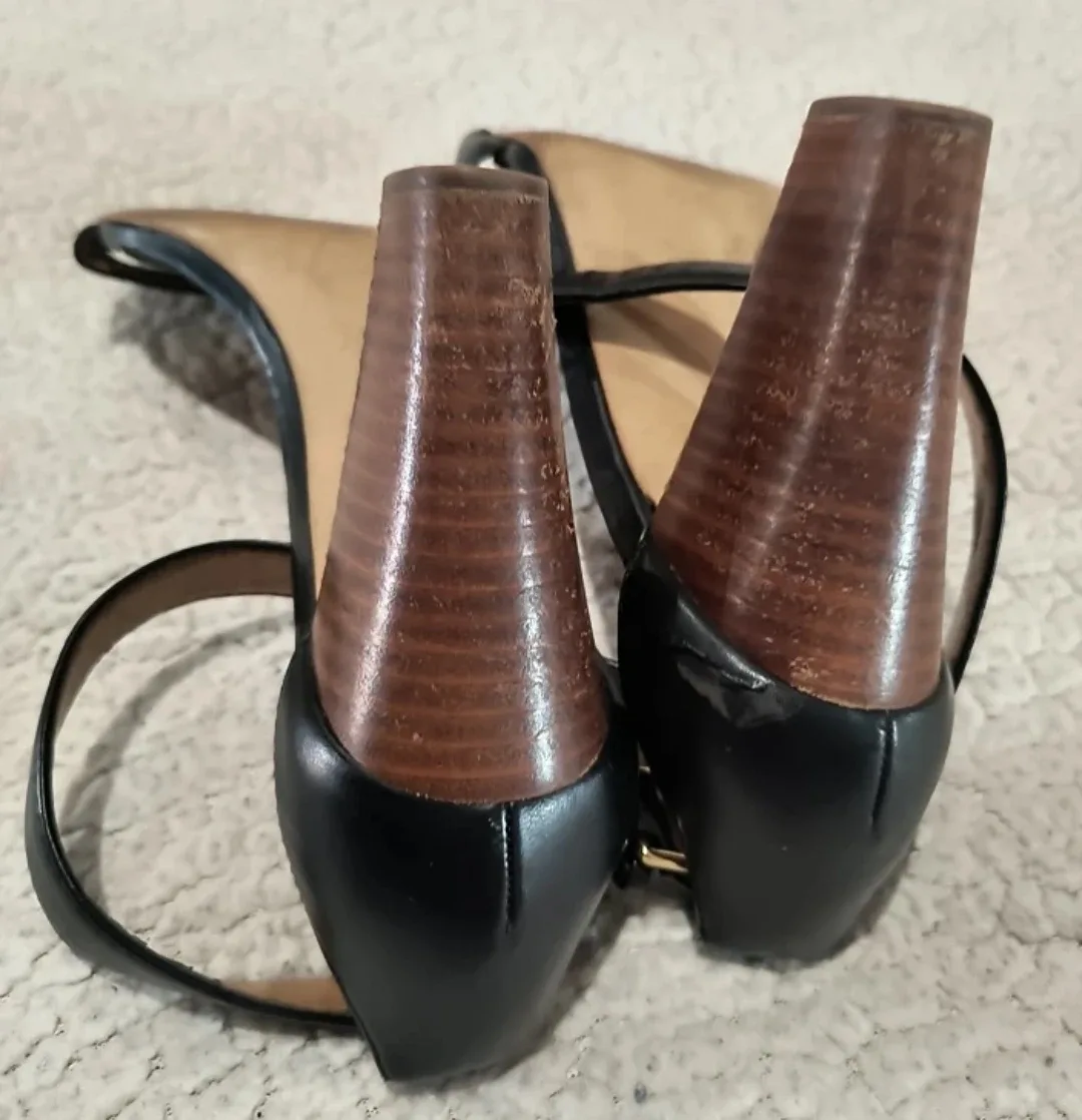 J.Crew Black Leather Heeled Sandals 9 image indicator(2)