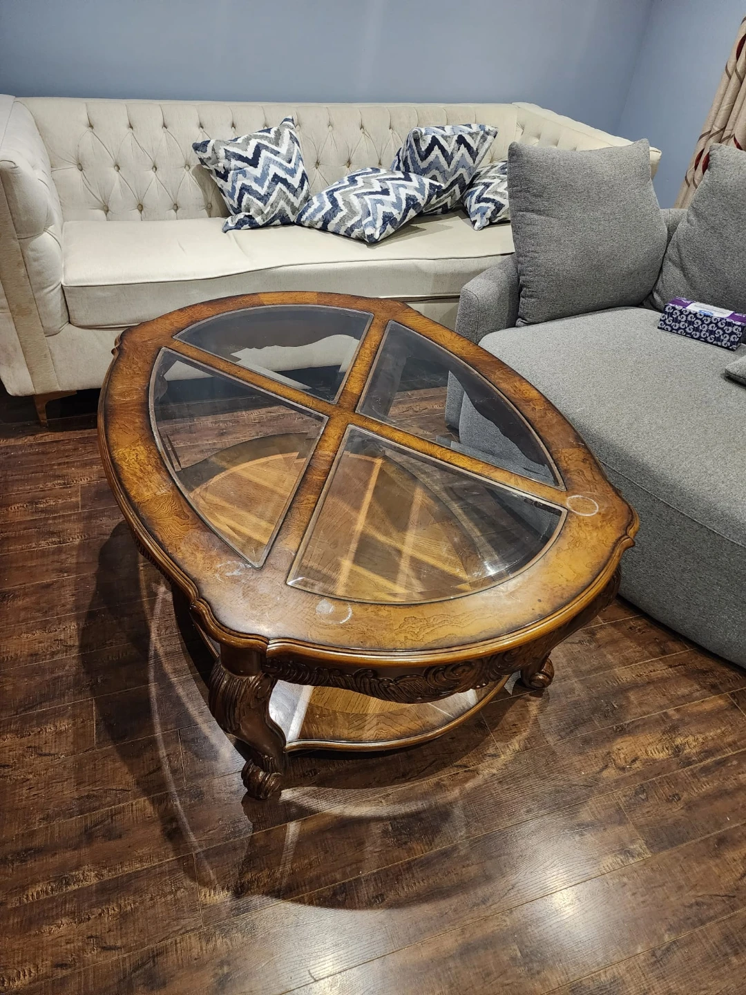 Vintage Glass Top Coffee Table