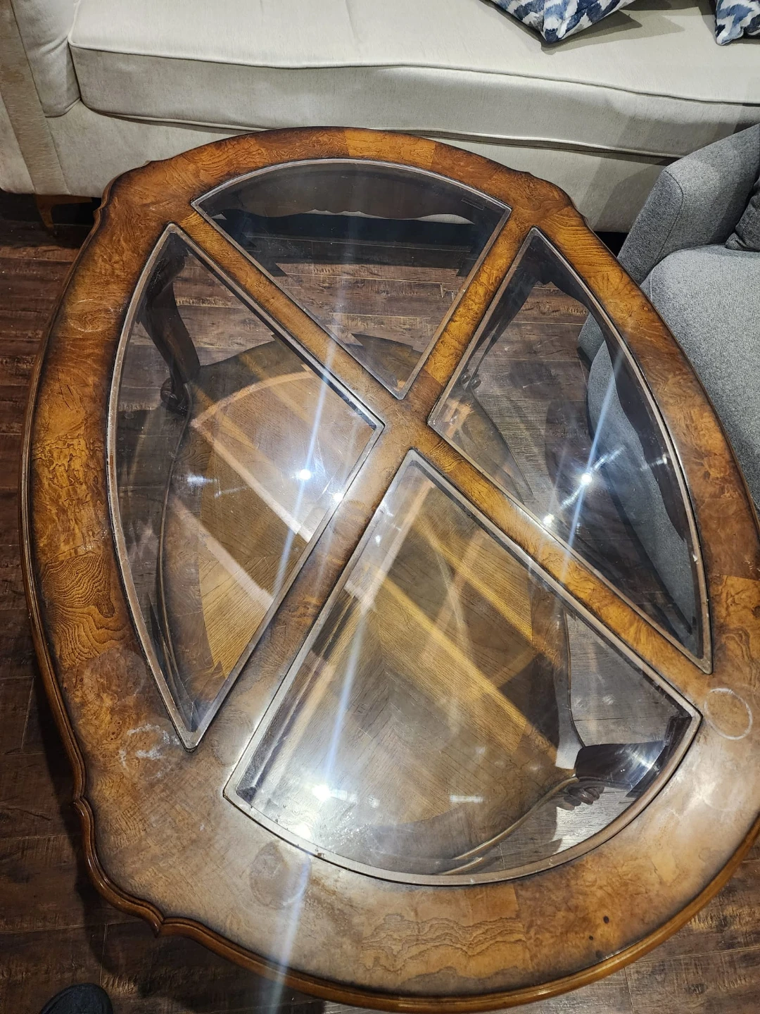 Vintage Glass Top Coffee Table - photo 2