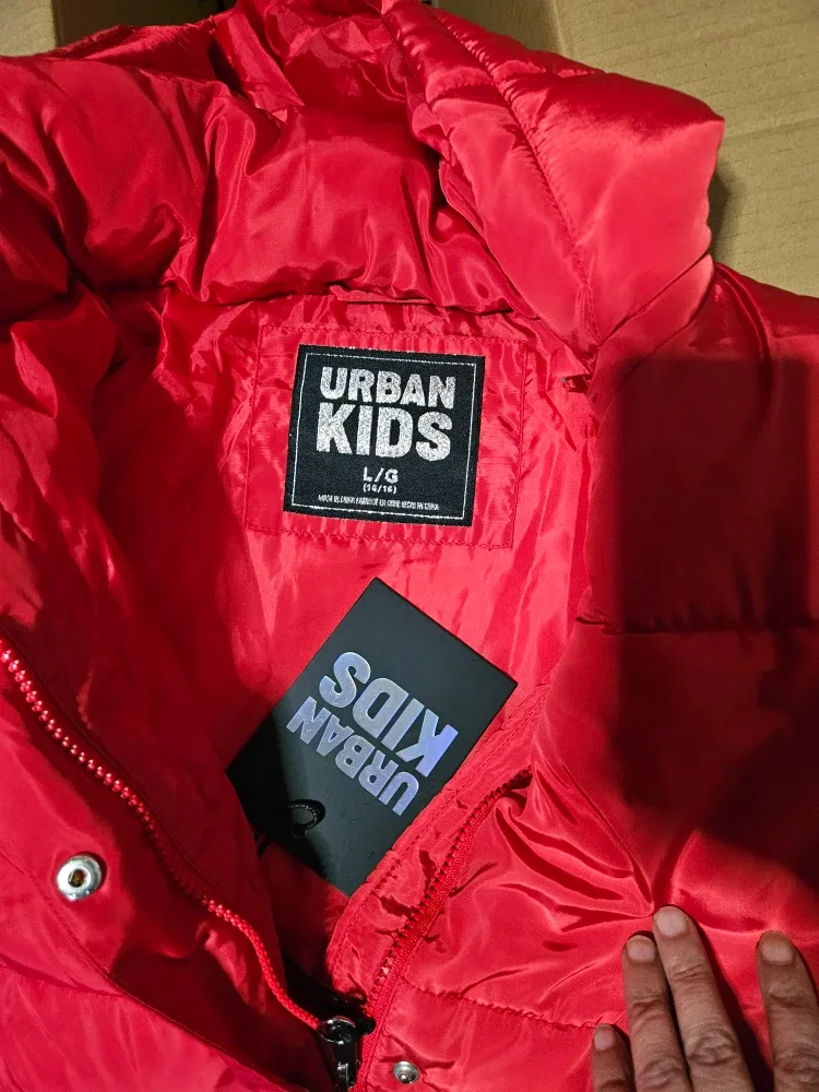 Urban Kids Red Puffer Jacket - L (14/16) image indicator(3)