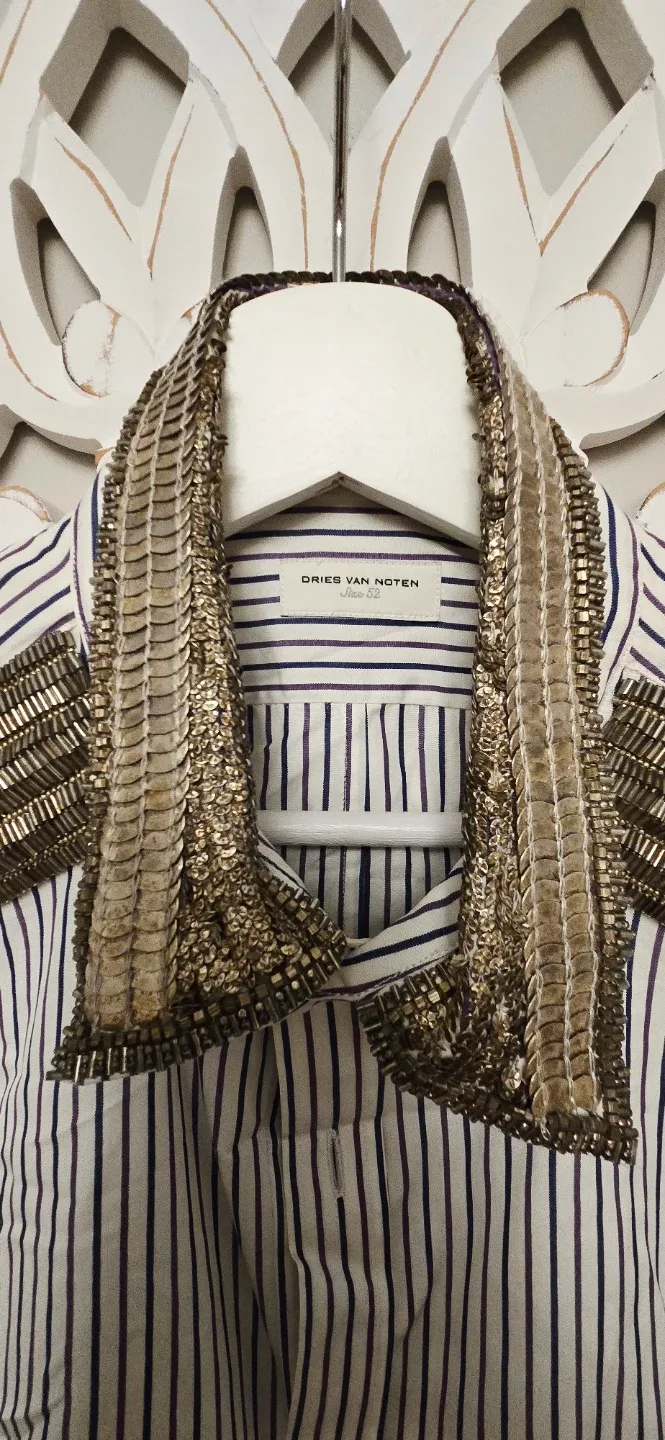 Dries Van Noten Striped Embellished Shirt image indicator(3)