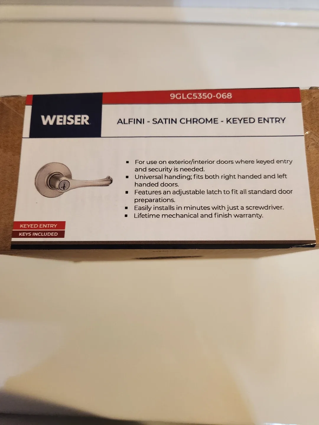 Weiser Alfini Satin Chrome Keyed Entry Lever image indicator(3)
