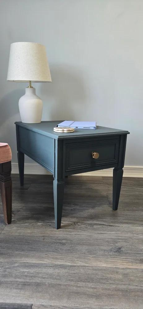 Blue Painted Side Table with Drawer