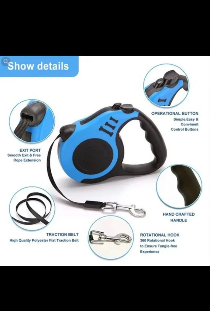 Retractable Dog Leash - Blue