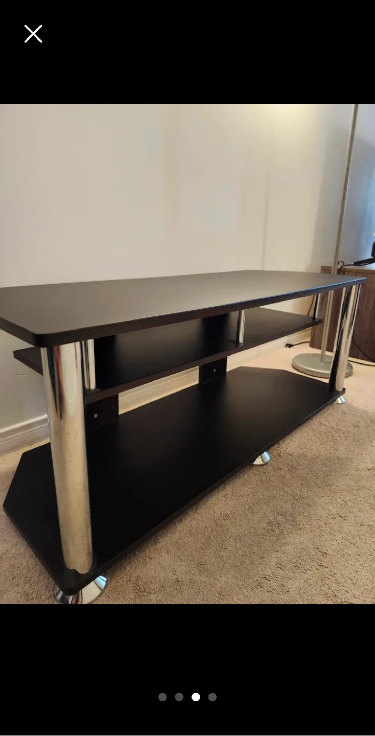TV Stand with Chrome Legs Dark Brown- Black image indicator(2)