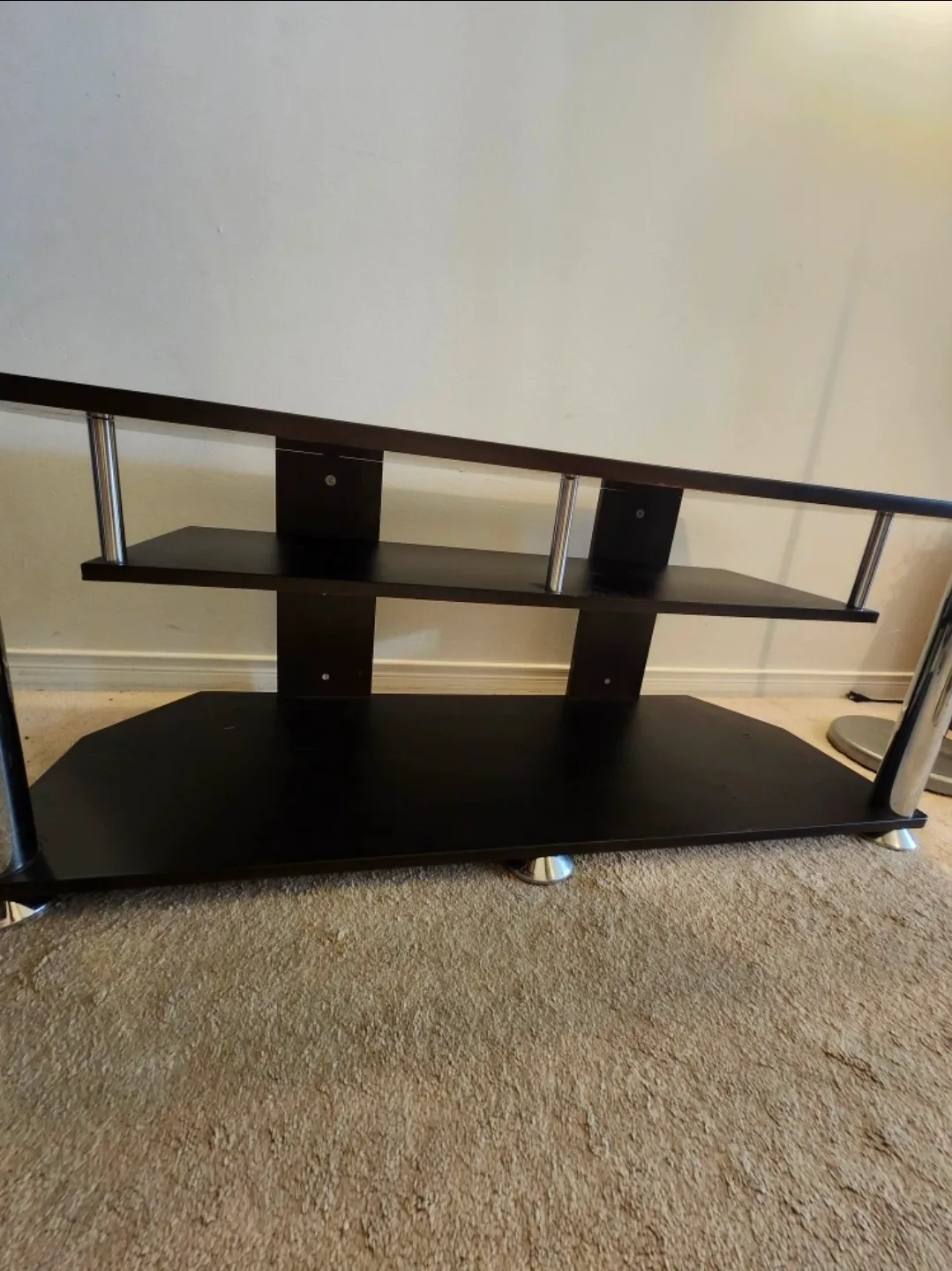 TV Stand with Chrome Legs Dark Brown- Black image indicator(4)