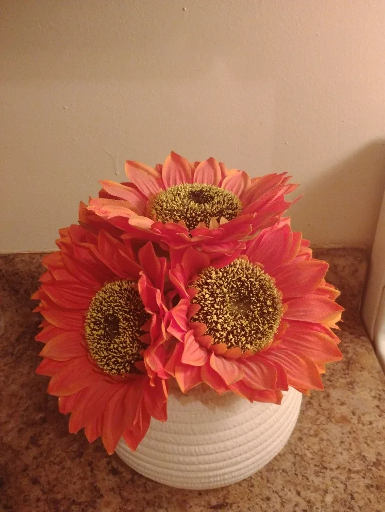 Artificial Sunflower Arrangement in White Vase thumbnail
