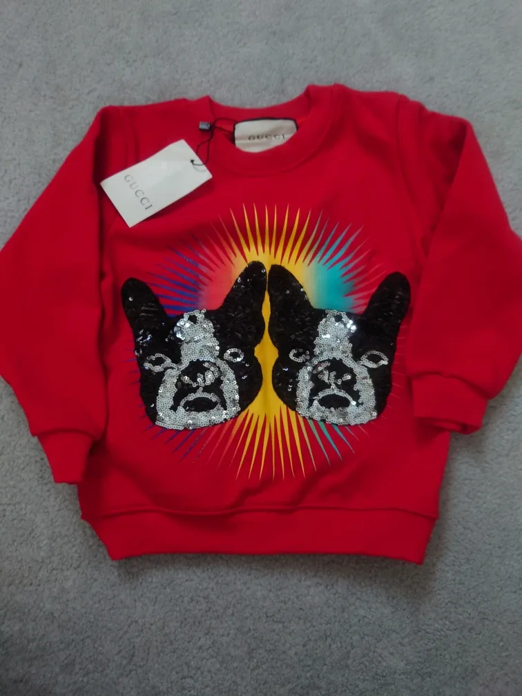 Gucci Kids Red Dog Print Sweatshirt