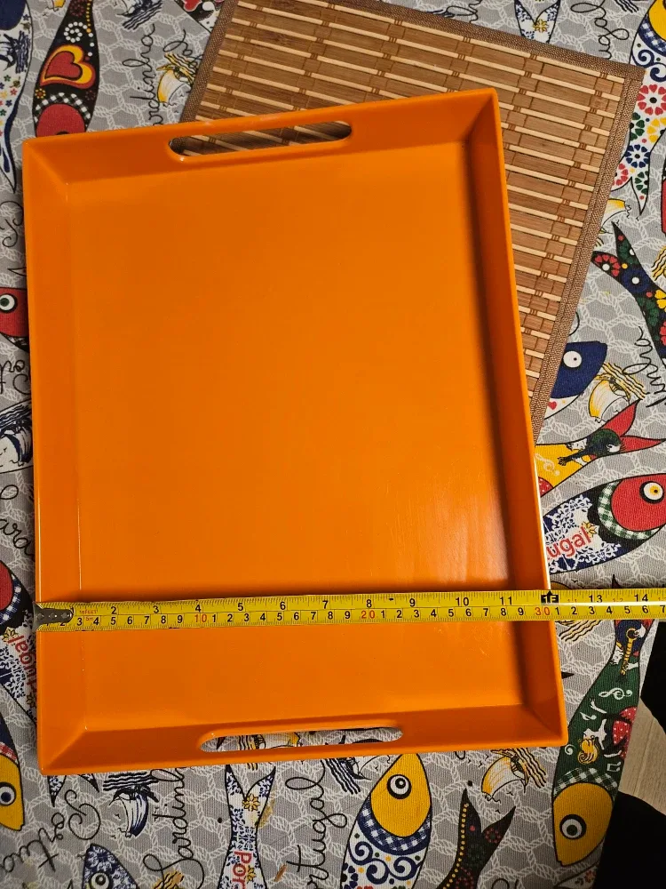 Orange Serving Tray with Handles
