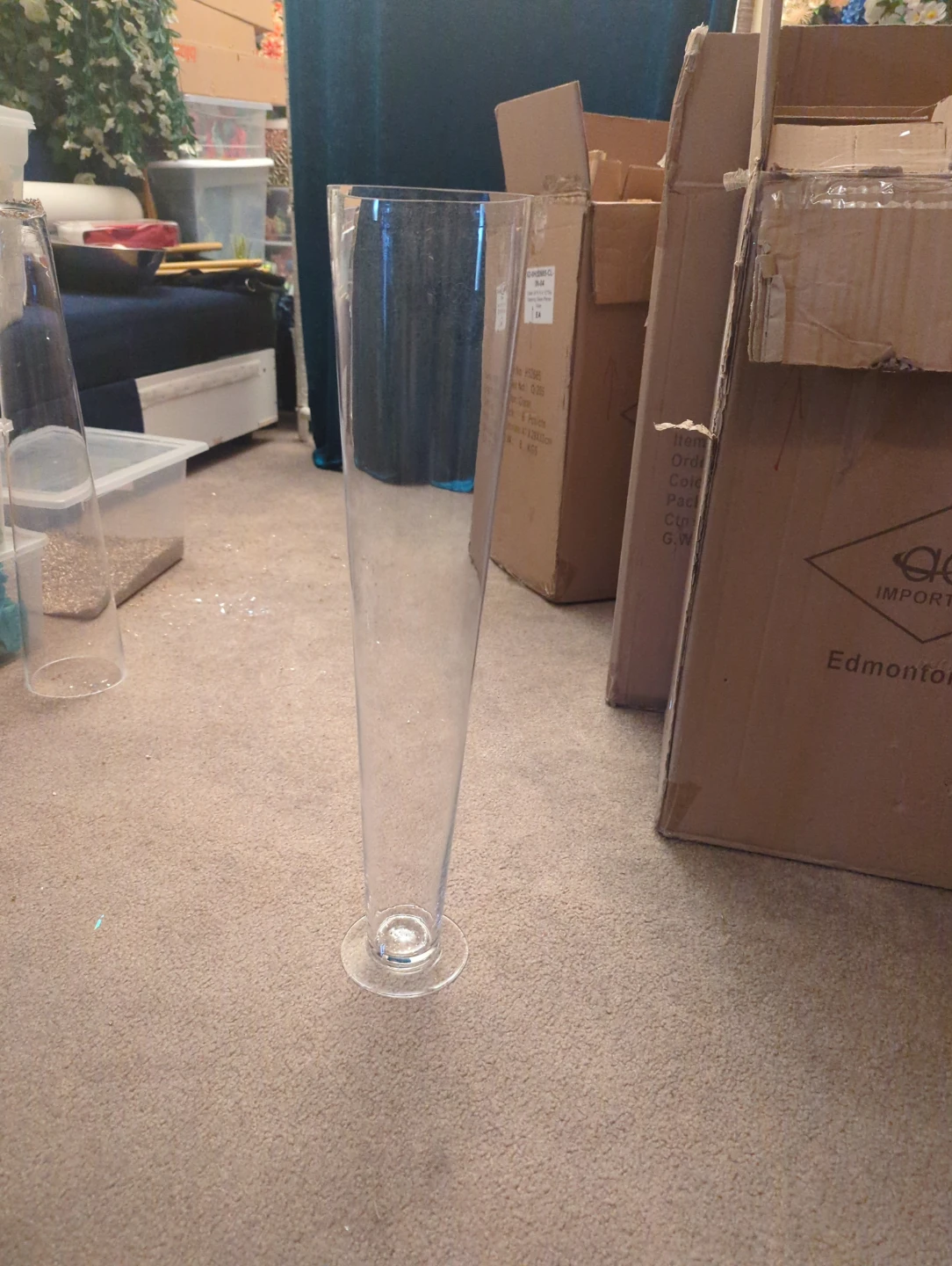 Clear Glass Pilsner Vase 24" Tall