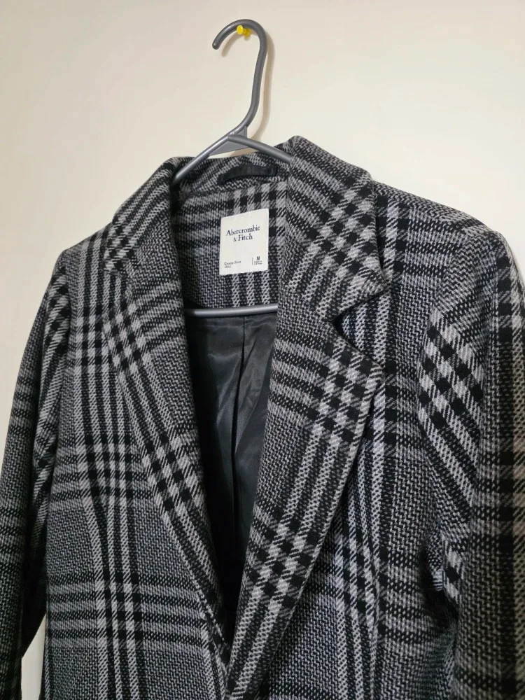 Abercrombie & Fitch Wool Blend Plaid Coat