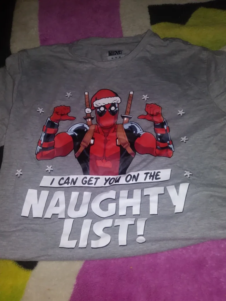 Marvel Deadpool "Naughty List" washed never worn