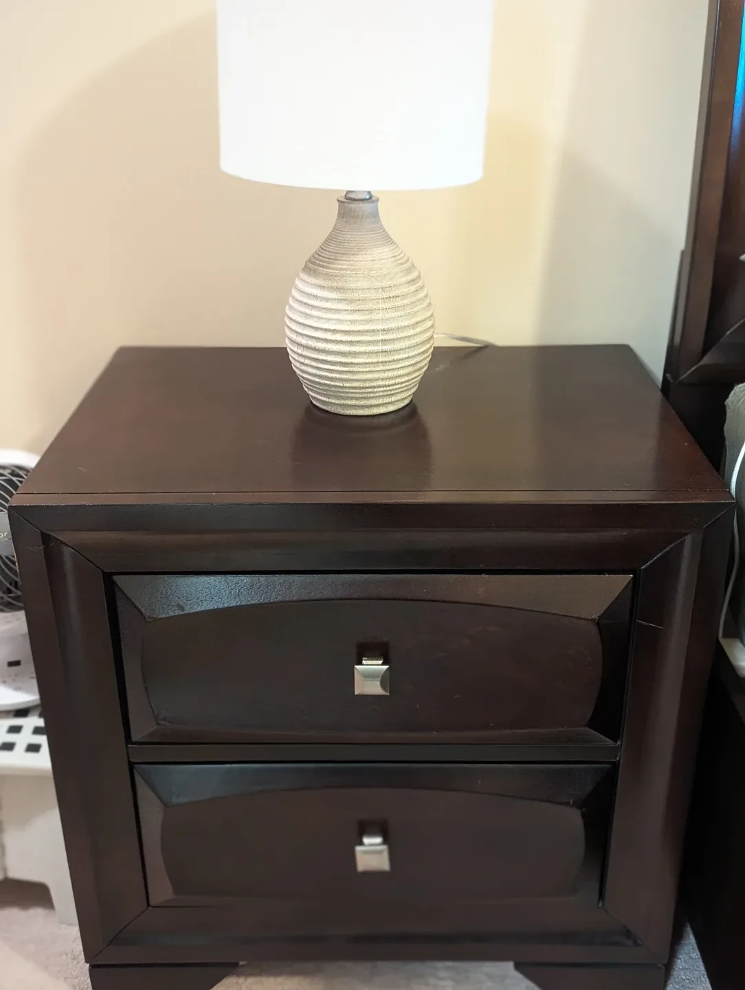 Dark Wood 2-Drawer Nightstand