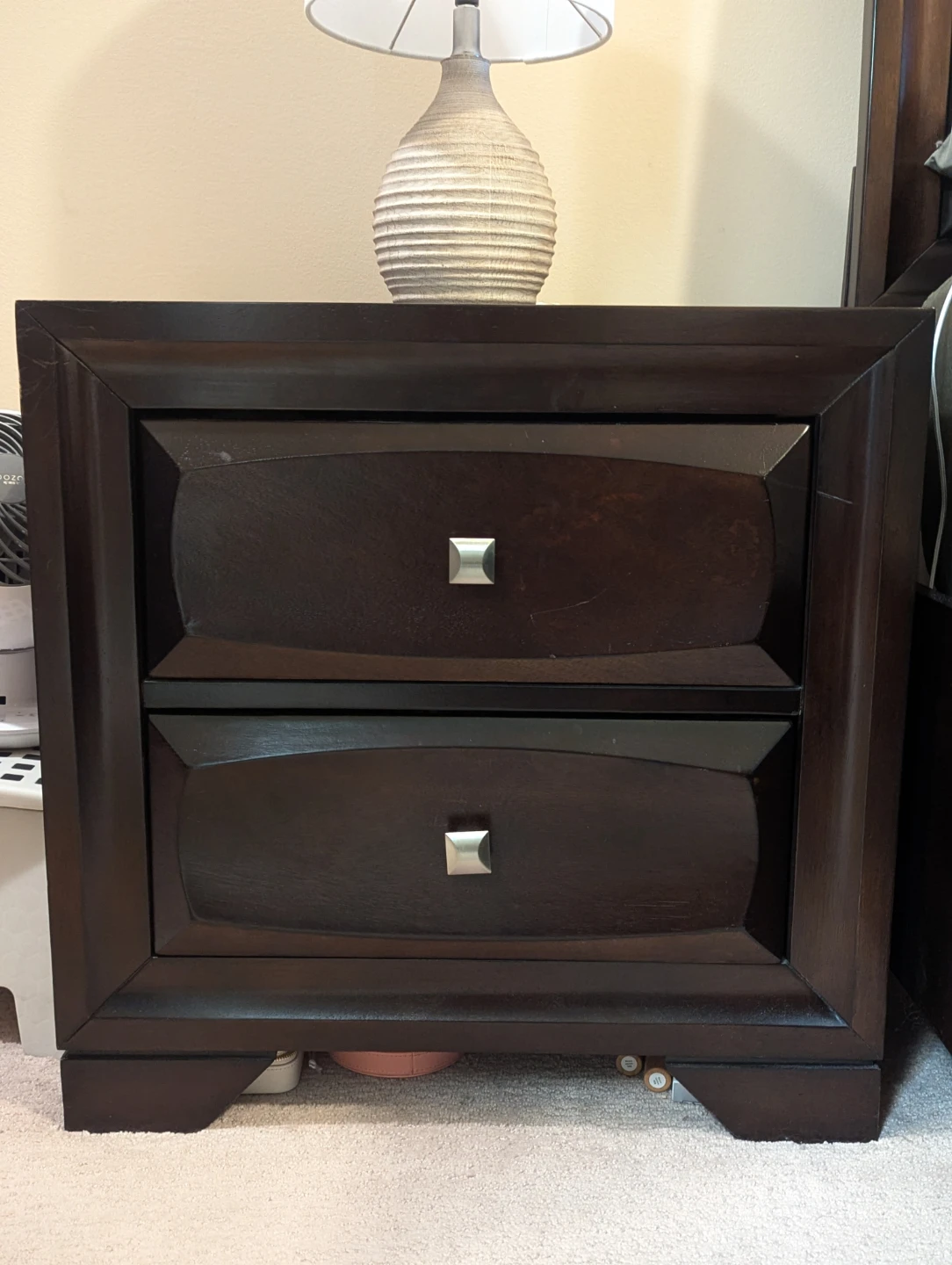 Dark Wood 2-Drawer Nightstand - photo 2