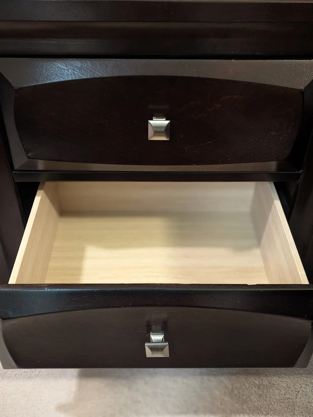 Dark Wood 2-Drawer Nightstand - photo 3