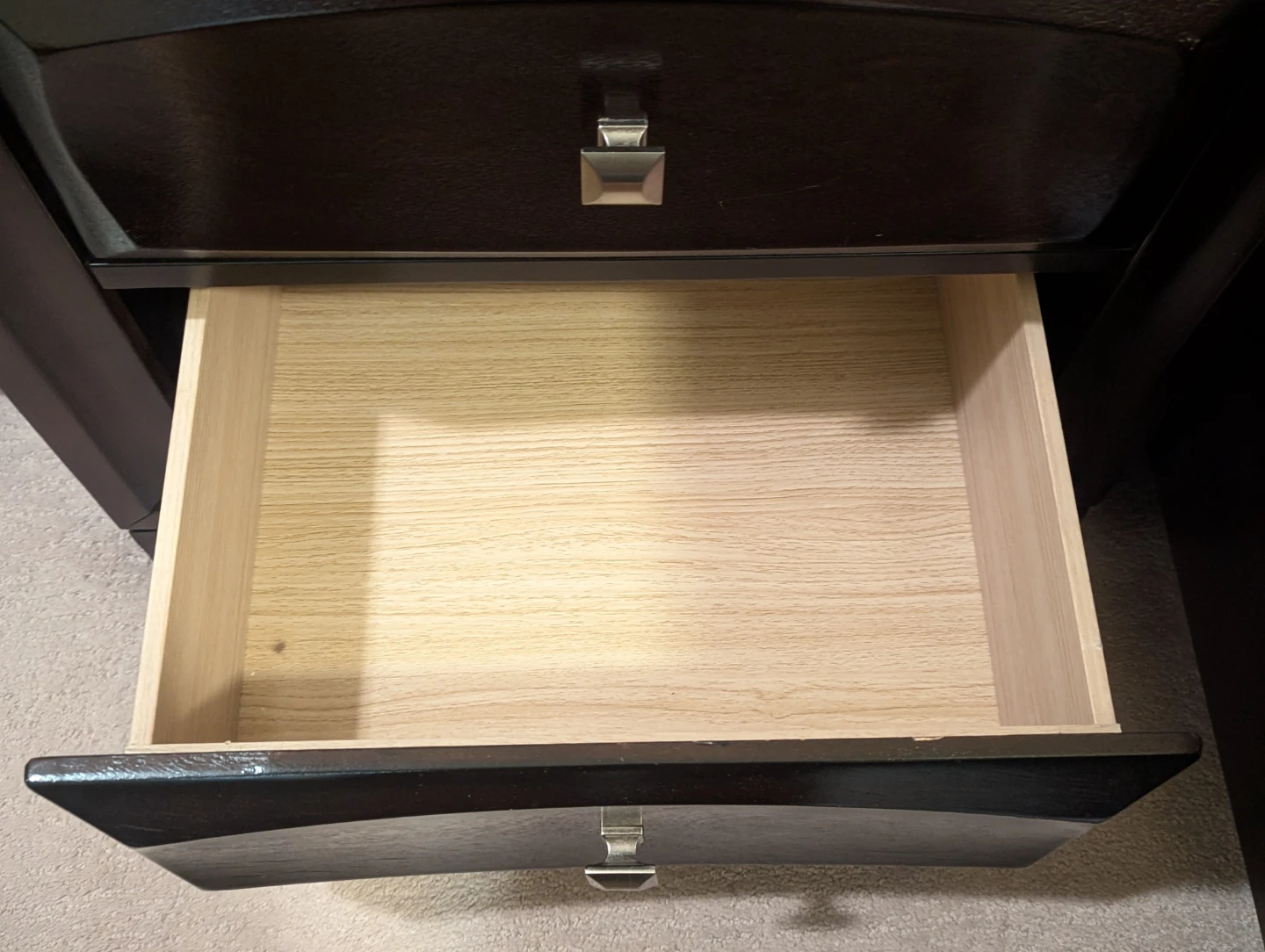 Dark Wood 2-Drawer Nightstand - photo 4