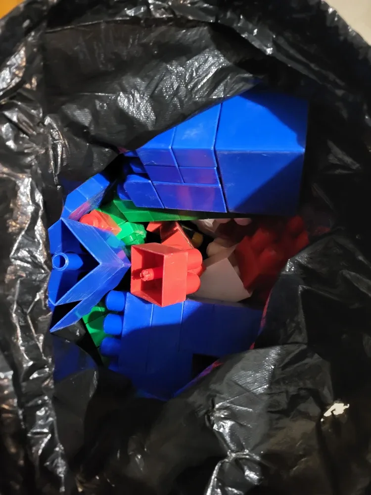 Bag of colourful building blocks