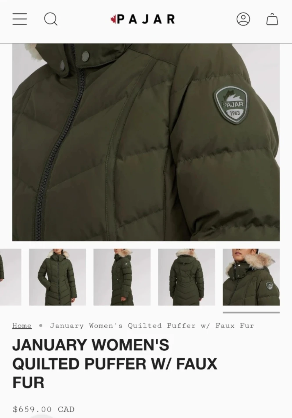 Pajar Olive Green Women's Quilted Puffer w/ Faux Fur - photo 2