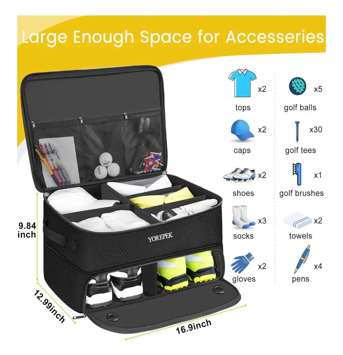 Yorepek 2 Layer Golf Trunk Organizer image indicator(4)