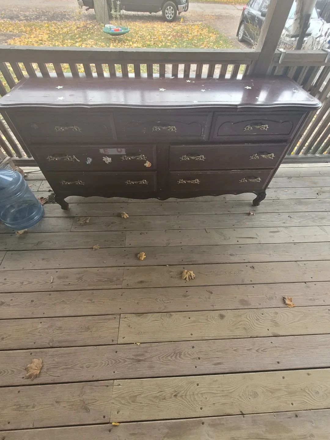 Large Brown Wooden Dresser