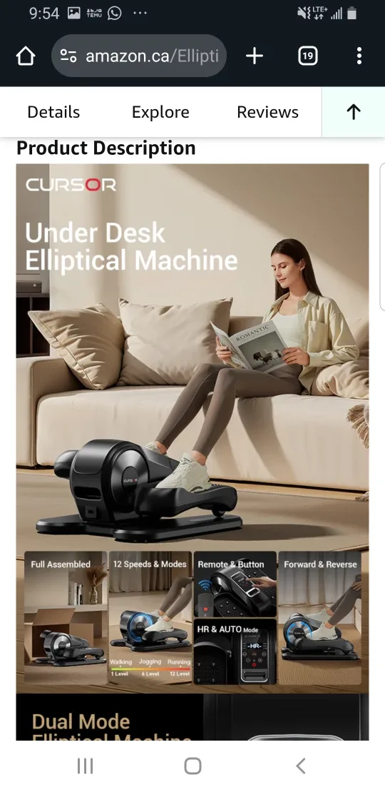 CURSOR Under Desk Elliptical Machine