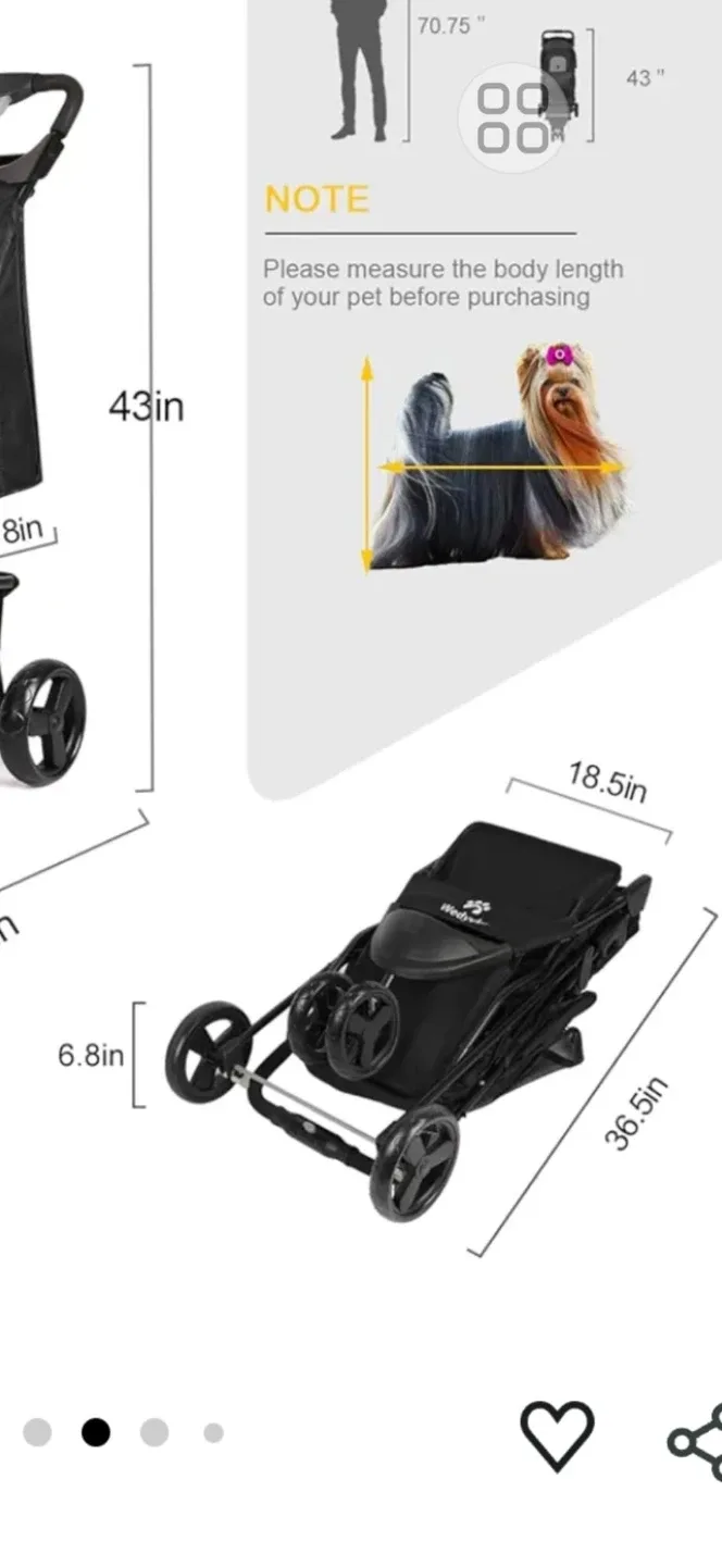 Wecuyo Black Pet Stroller image indicator(7)