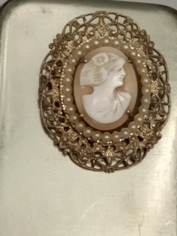 Antique Hand-Carved Shell Cameo Brooch image indicator(3)