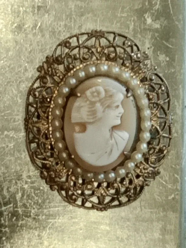 Antique Hand-Carved Shell Cameo Brooch image indicator(5)