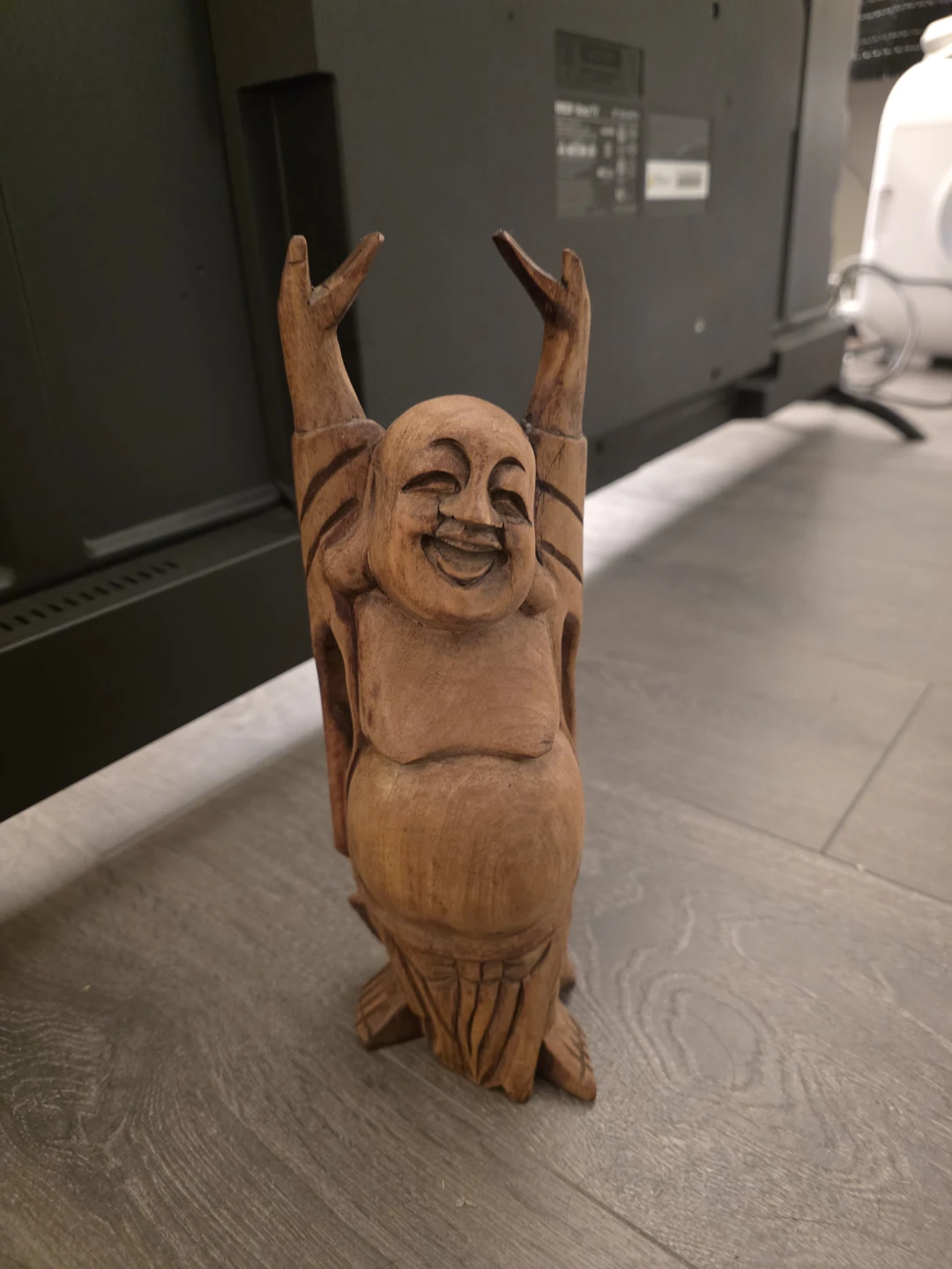 Wooden Laughing Buddha Statue