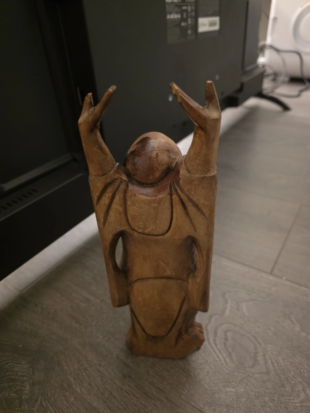 Wooden Laughing Buddha Statue - photo 2