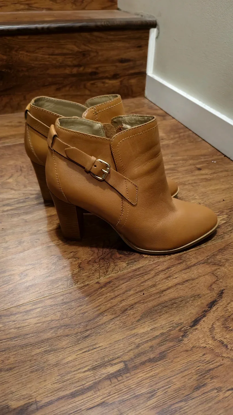 Reiss Tan Leather Ankle Boots, Size 37