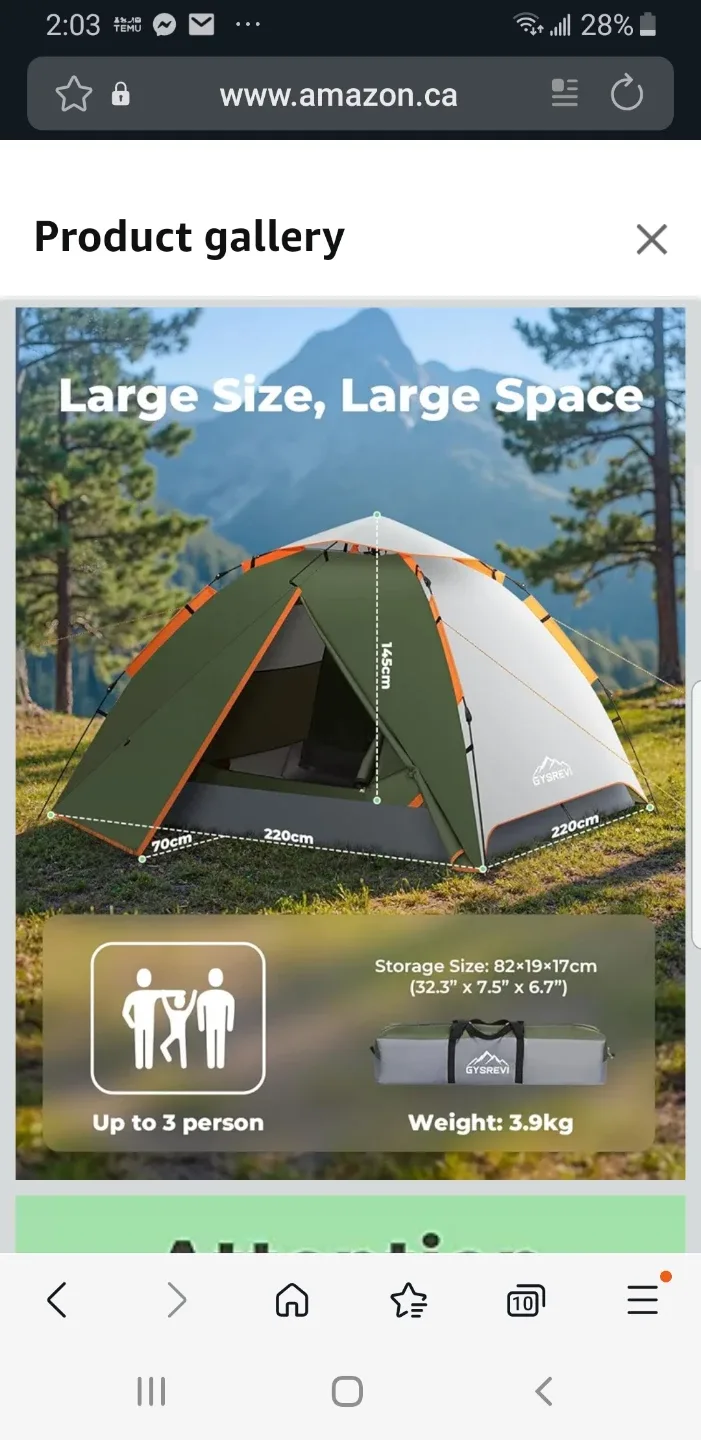 Gysrevi 3 person tent brand new image indicator(4)