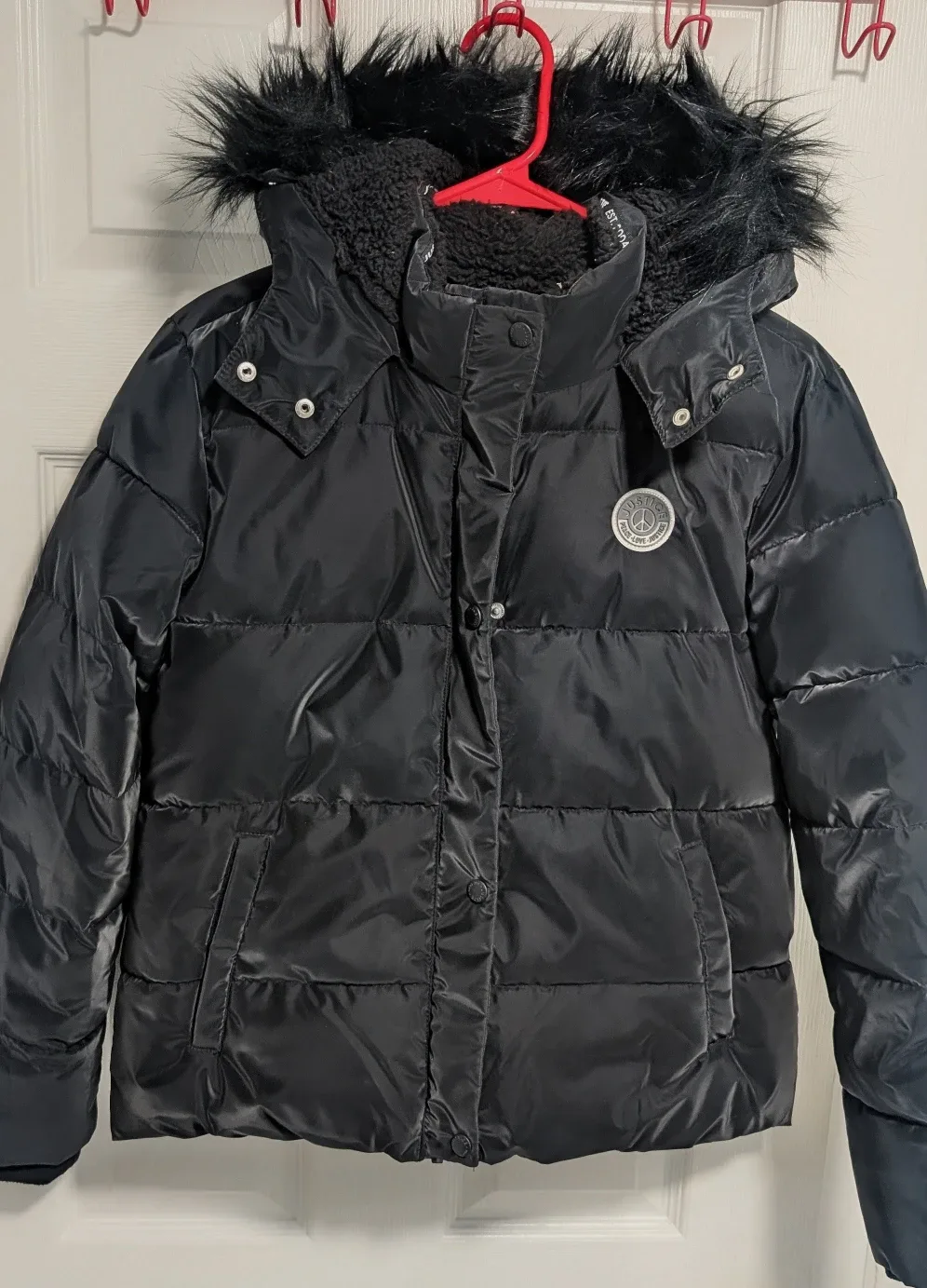 Girls, Justice Black Puffer Jacket (Size 12/14)