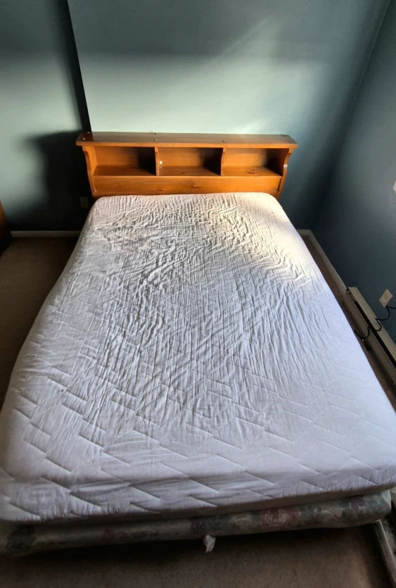 Wooden Headboard with Shelves