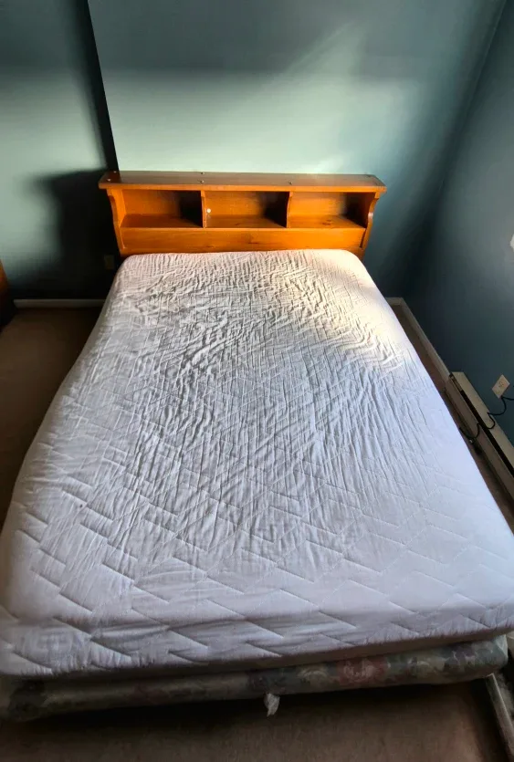 Wooden Headboard with Shelves