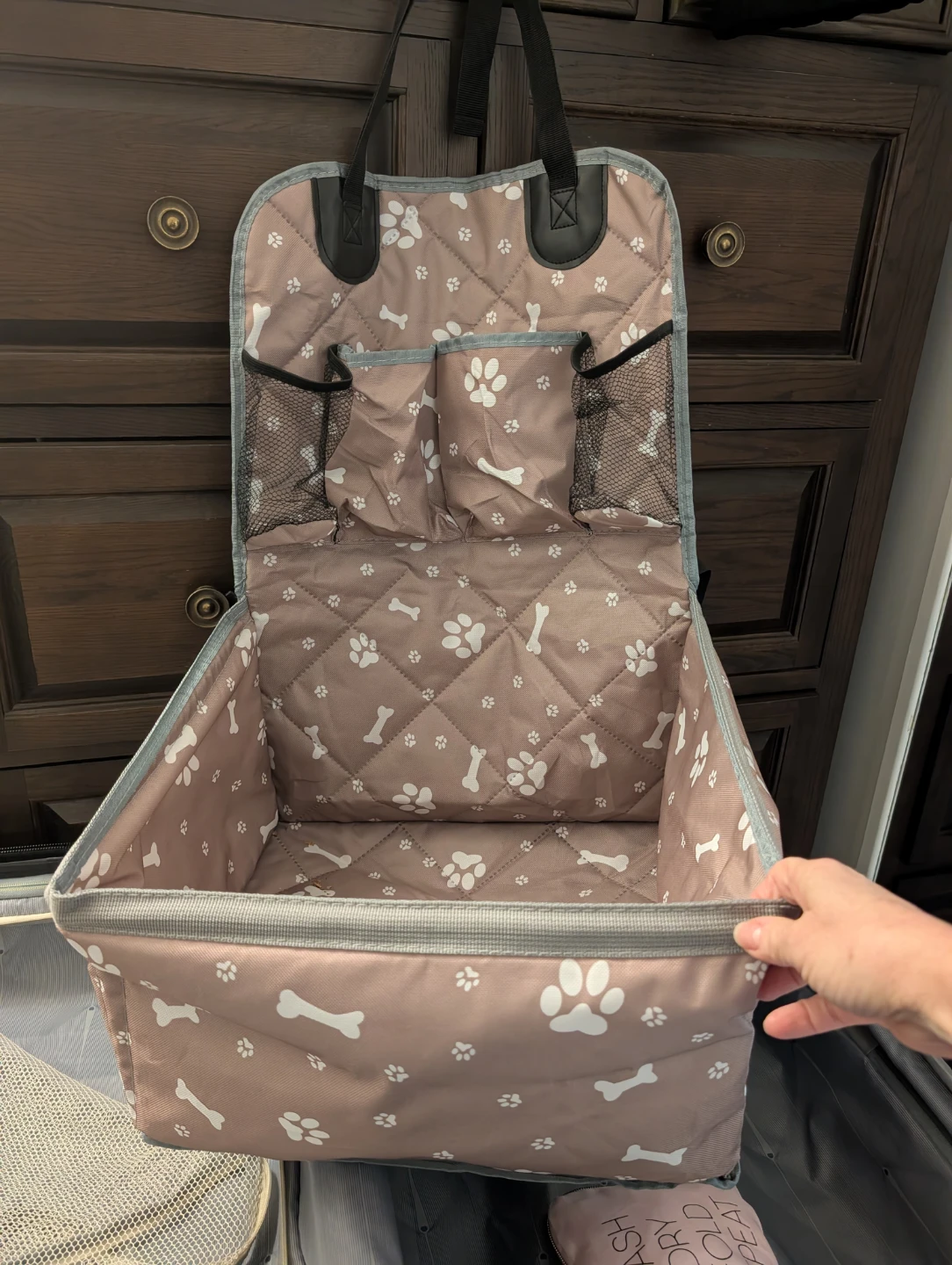 Dog Car Seat Carrier - Paw & Bone Pattern
