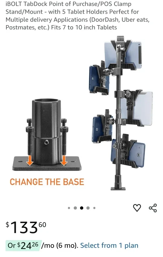 iBOLT TabDock POS Clamp Stand/Mount - 5 Tablet Holders image indicator(2)