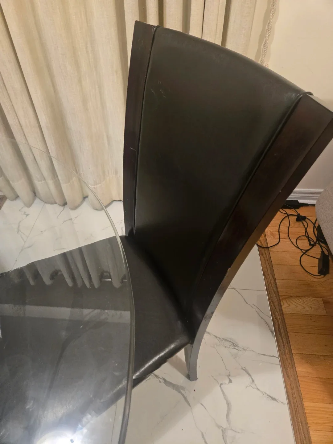 Glass Top Round Dining Table with 4 Chairs image indicator(3)