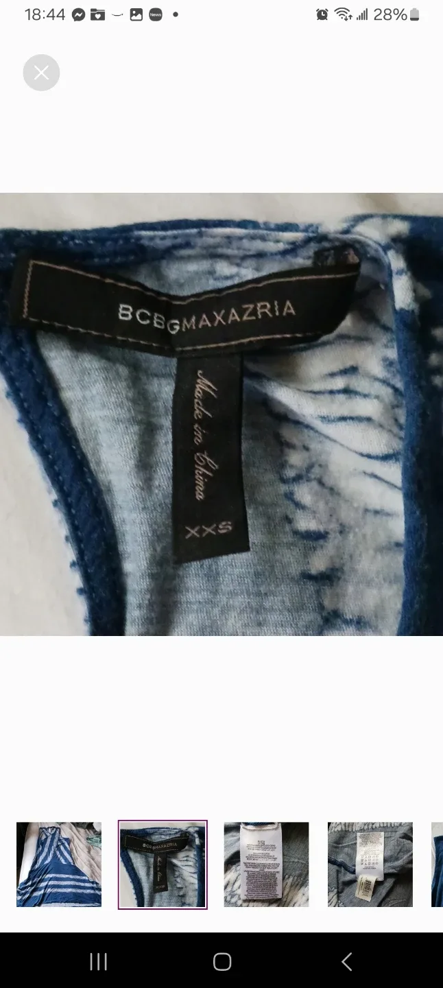 BCBGMAXAZRIA Blue & White Dress - Size XXS thumbnail