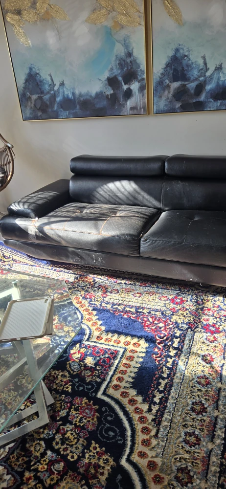 Black Leather Sectional Sofa - Used Condition - photo 5