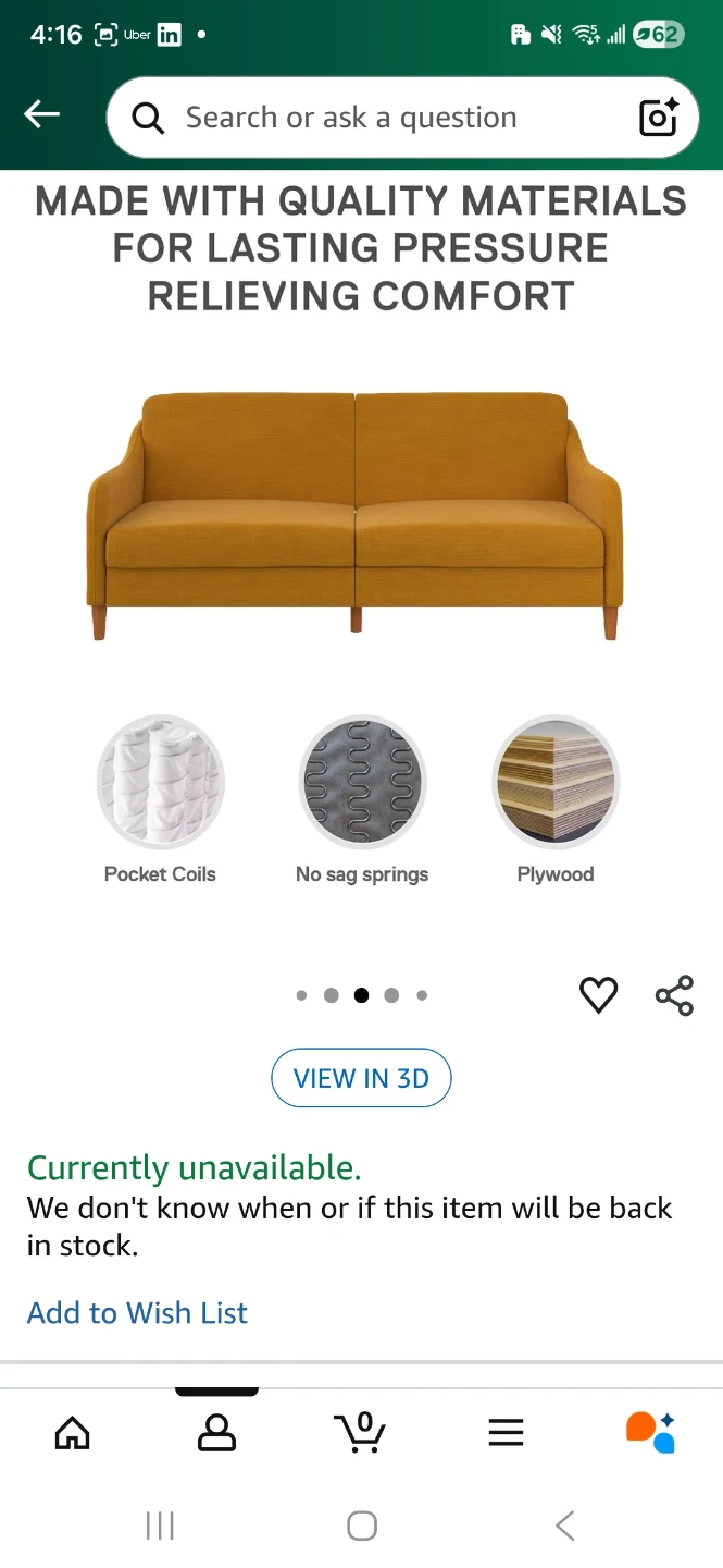 Convertible Sofa Bed - Mustard Yellow - photo 5