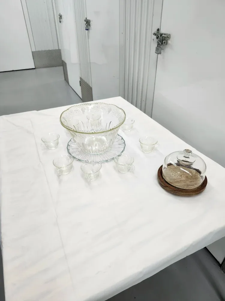 Party Punch Bowl 8 cups / cheese or dessert cake plate - mini image indicator(3)