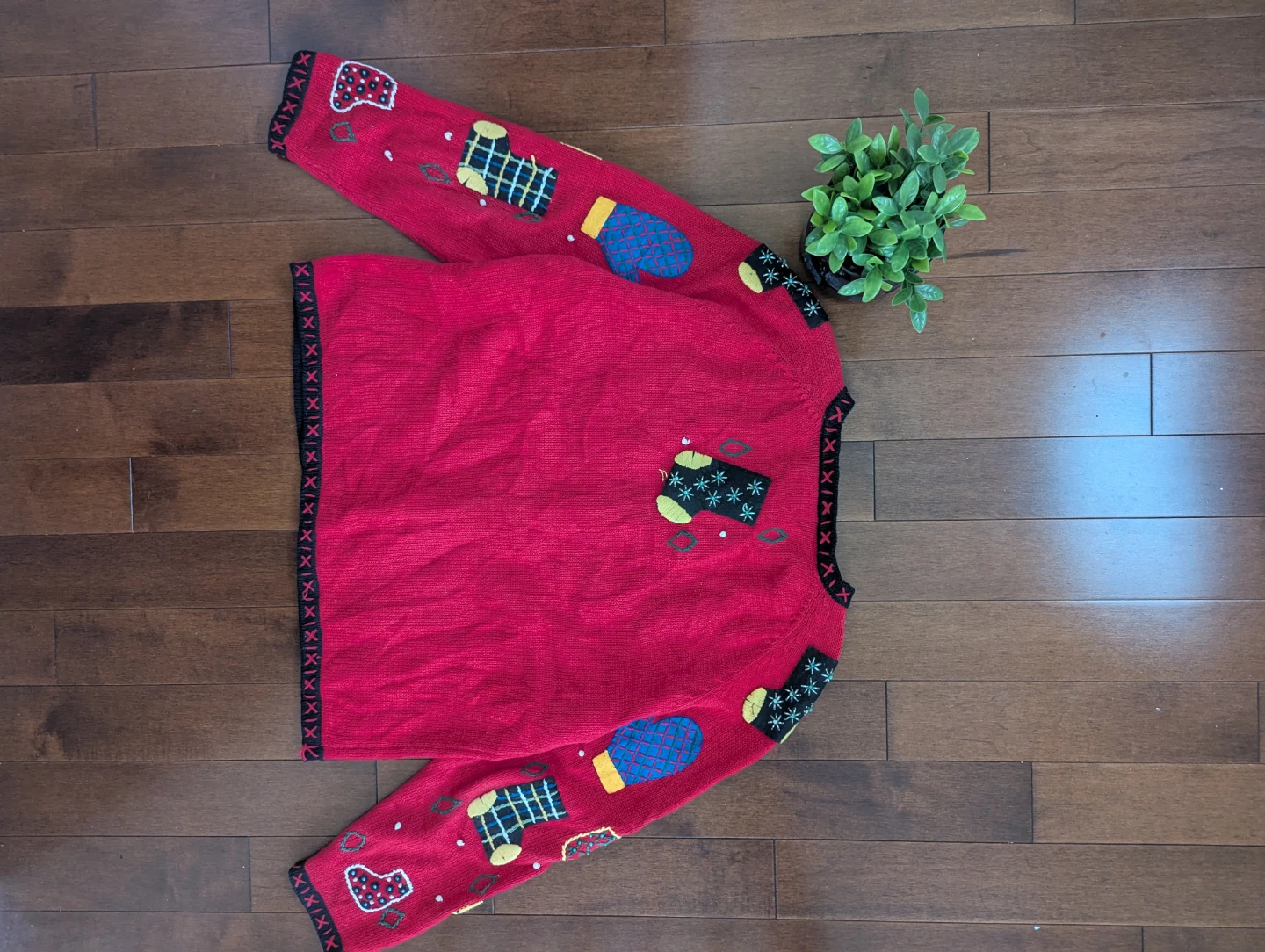 CHRISTMAS MITTEN KNIT VINTAGE CARDIGAN SWEATER - photo 3