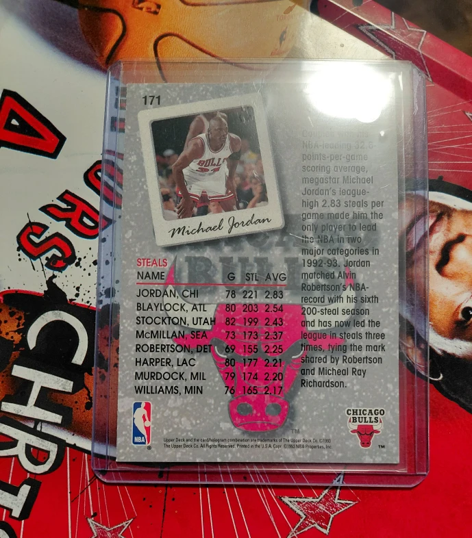 Michael Jordan Season Leaders Steals Upper Deck Card - photo 2