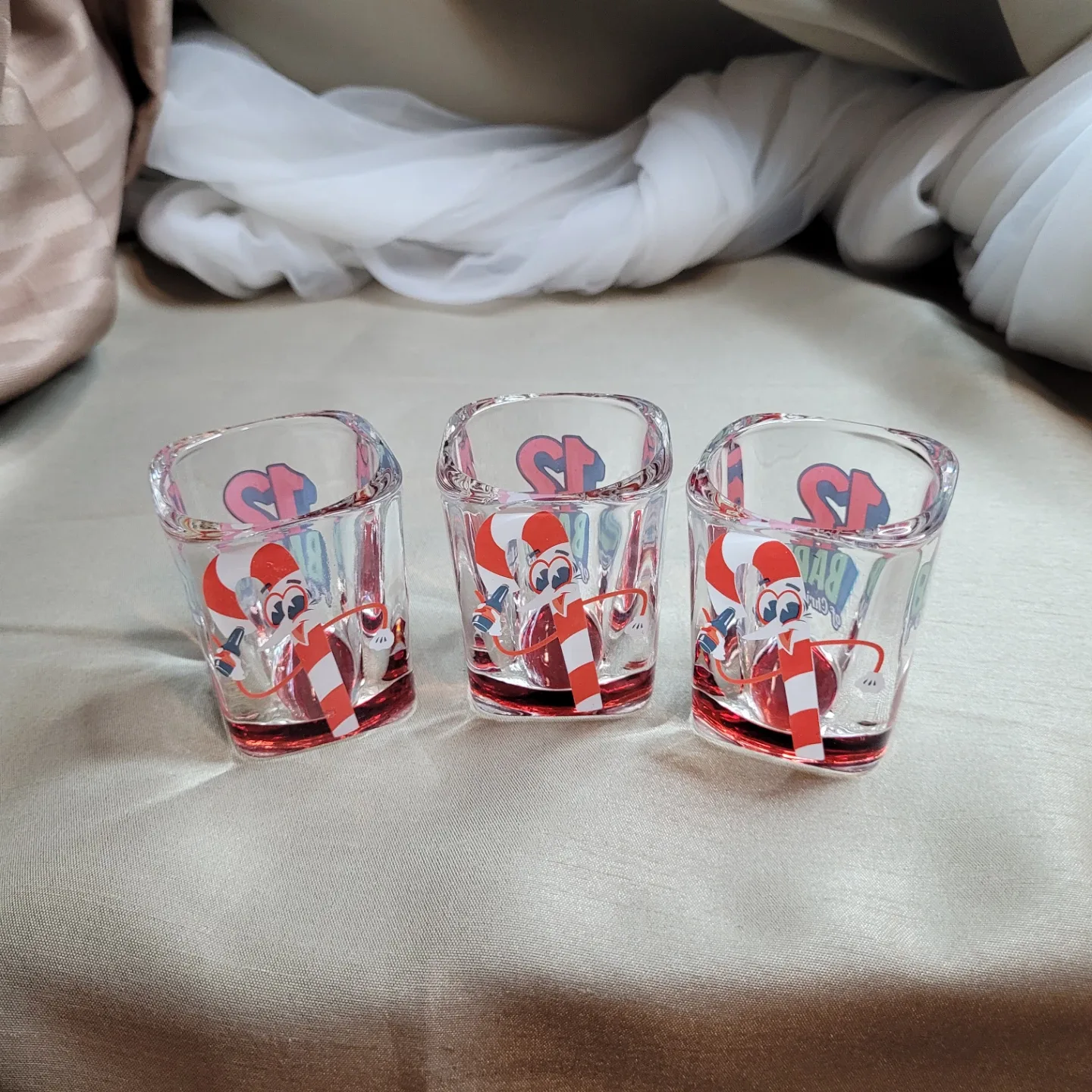 Set of 3 Holiday Christmas Shot Glasses -12 Barz of Christmas image indicator(9)