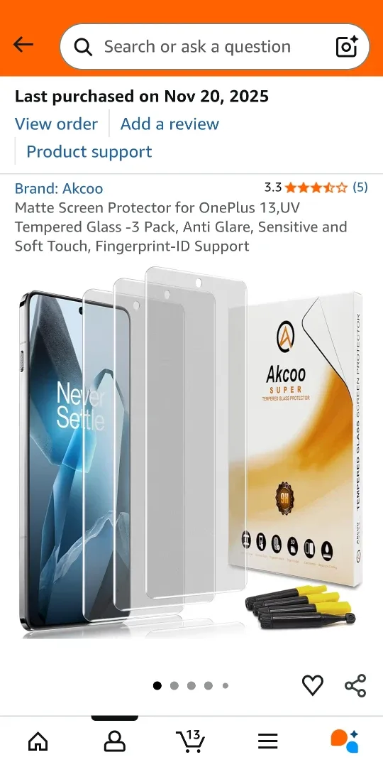 Akcoo Screen Protector for OnePlus 13 image indicator(2)